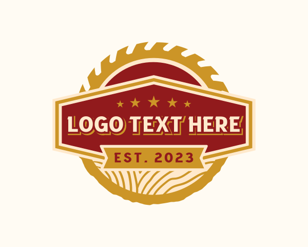 Log - Saw Woodgrain Carpentry logo design