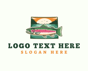 Map - Wyoming Trout Fish logo design