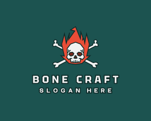 Skeletal - Burning Skull Flame logo design