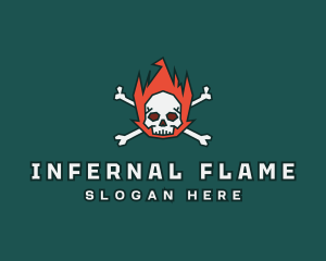 Burning Skull Flame logo design