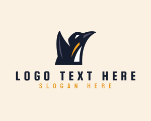 Emperor Penguin - Geometric Penguin Bird logo design