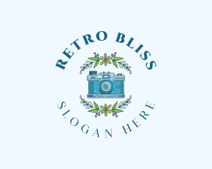 Nostalgia - Floral Camera Twig logo design