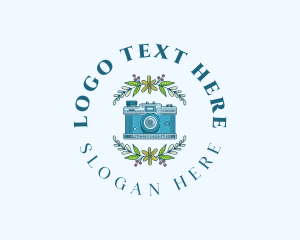 Nostalgia - Floral Camera Twig logo design