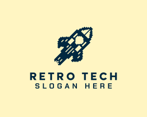 Tech Pixel Rocket logo design