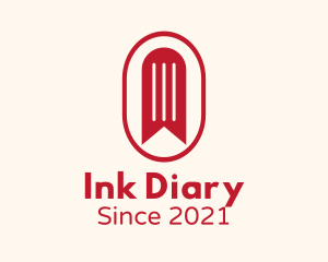 Diary - Red Bookmark Badge logo design