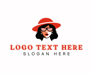 Feminine - Hat Woman Sunglasses logo design