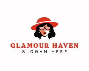 Hat Woman Sunglasses logo design