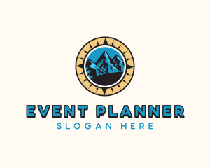 Hiker - Mountain Navigation Compass logo design