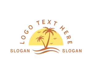 Tourist Spot - Summer Island Palm Tree logo design