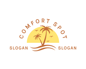 Summer Island Palm Tree  logo design