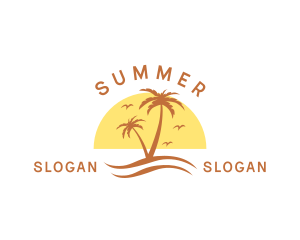 Summer Island Palm Tree  logo design