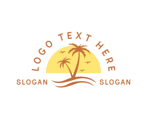 Travel - Summer Island Palm Tree logo design