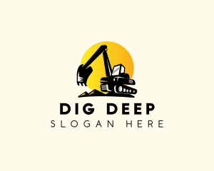 Excavator Digging Construction logo design