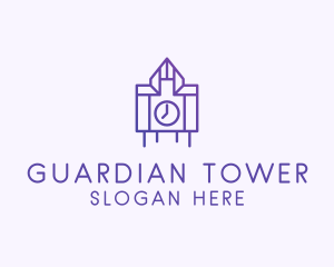 Purple Clock Structure  logo design