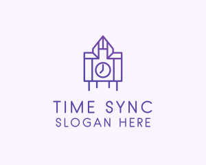 Purple Clock Structure  logo design