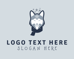 Dog Cafe - Winter Scarf Husky Dog logo design