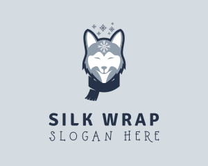 Winter Scarf Husky Dog logo design