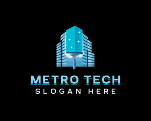 Metro - Urban City Building Cleaning logo design