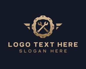 Mechanic Wrench Cogwheel Logo