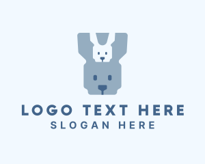 Blue Rabbit - Bunny Rabbit Animal logo design