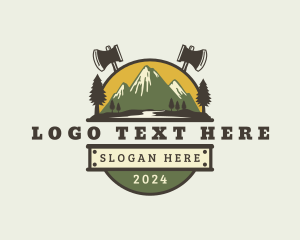 Forest - Axe Mountain Forest logo design