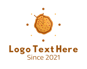 Food Stall - Clock Pizza Slice logo design