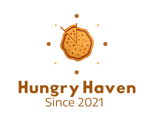 Hungry - Clock Pizza Slice logo design