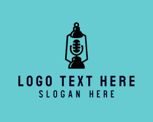 Broadcasting - Lamp Mic Podcast Streaming logo design