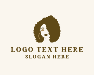 Makeup - Afro Curly Woman logo design