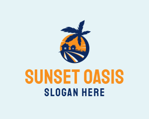 Tropical House Sunset logo design