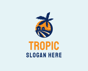 Tropical House Sunset logo design