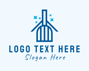 Sweeping - House Cleaning Broom logo design