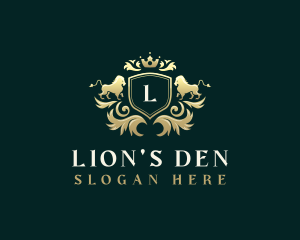 Lion Shield Crest logo design