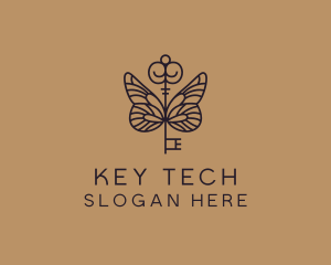 Antique Key Wings logo design