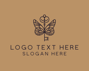 Key - Antique Key Wings logo design