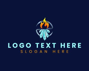 Hot - Fire Ice HVAC logo design