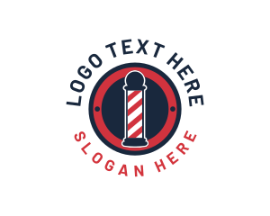 Groomer - Barber Pole Hair Stylist logo design