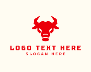 Ox - Geometric Bull Horns logo design