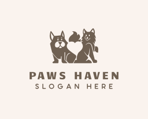 Dog & Cat Pet Heart logo design