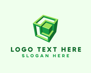 Green 3D Cube logo design