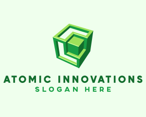 Green 3D Cube logo design