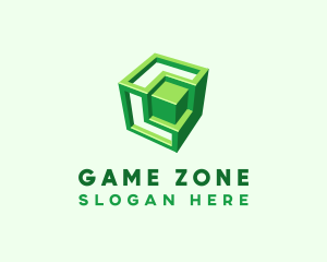 Green 3D Cube logo design