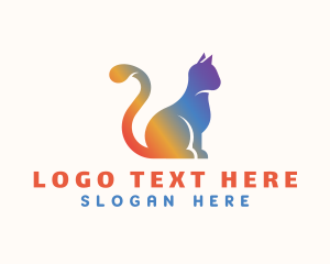 Rainbow - Gradient Rainbow Cat logo design