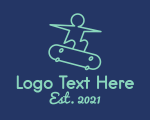 Skater - Skateboarding Line Art logo design