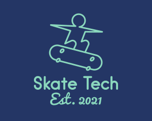 Kickflip - Skateboarding Line Art logo design