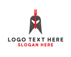 Silverware - Fork Spartan Helmet logo design