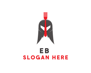 Eat - Fork Spartan Helmet logo design
