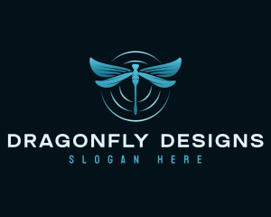 Dragonfly Wings Ripple logo design