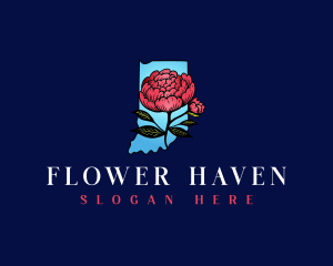 Indiana Peony Flower logo design