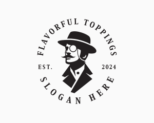 Monocle Gentleman Mustache logo design